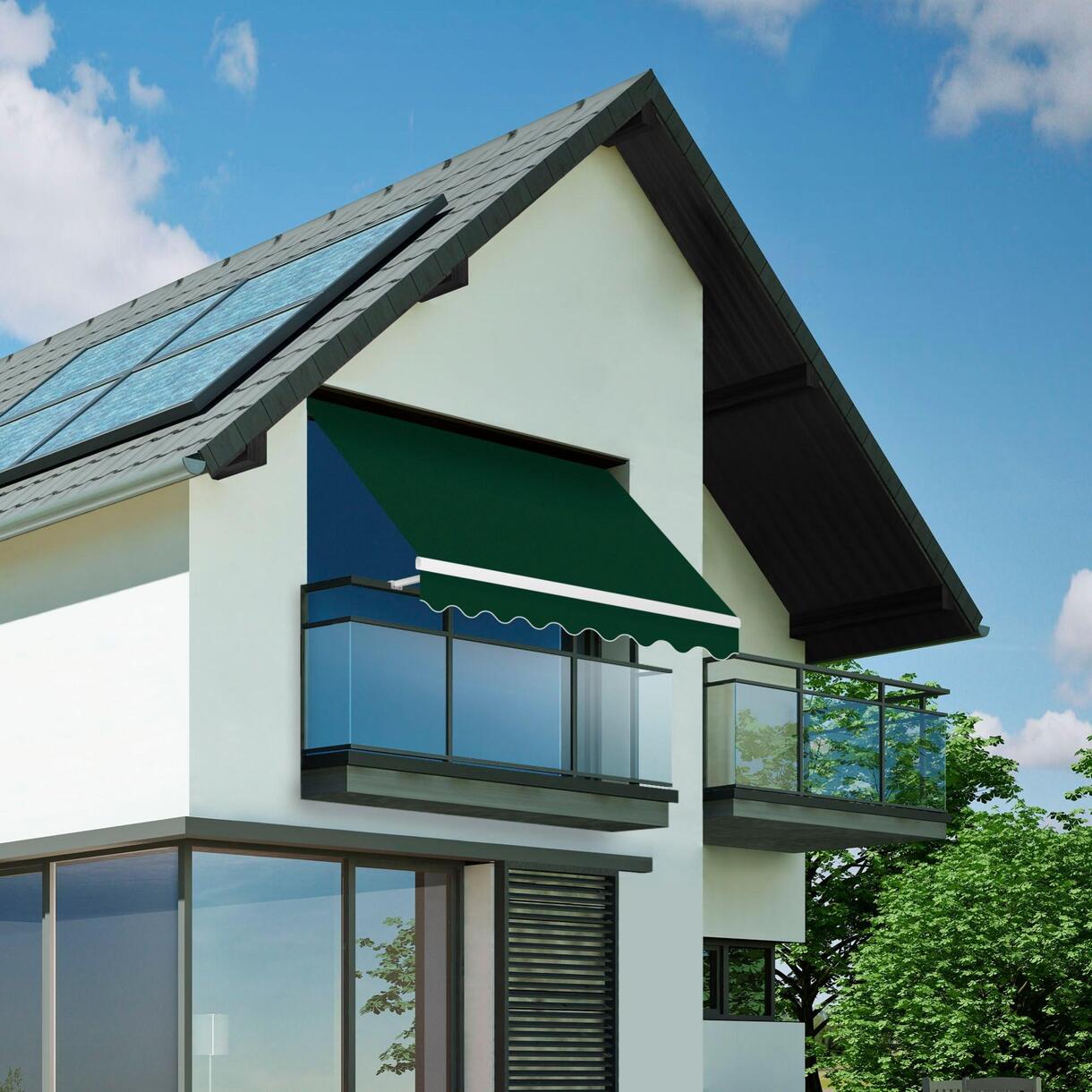 Zonnescherm aan de gevel van STERK zonweringen
